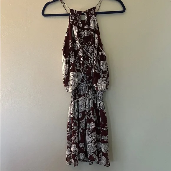 Solemio Burgundy Floral Mini Dress - Picture 3 of 3